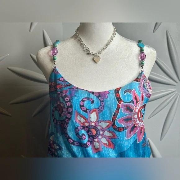 B. Darlin SZ S blue & purple multicolored maxi dress bust 32”-38” - Picture 3 of 5